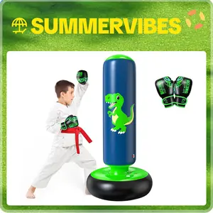 QPAU Inflatable Punching Bag, 48 Inch Stable Inflatable Boxing Bag for 3-6 Kids, Dinosaur Toy Gifts for Boys and Girls, Kids Boxing Set for Energy Out Practicing Karate, Taekwondo,