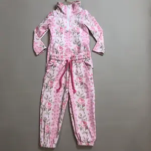 C Girl Atheletic Clothes Pink Floral Clothing  Kids Girl Sports Pants Set GLP2940