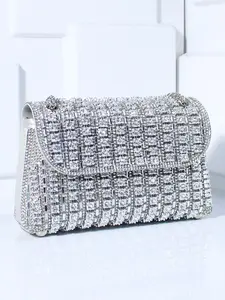 Rhinestone Decorated Bling Evening Bag, Elegant Solid Color Shoulder Bag for Party, Fashion Bag for Party, Daily Clothing Decor, Trendy All-match & Exquisite Bag for Birthday Gift