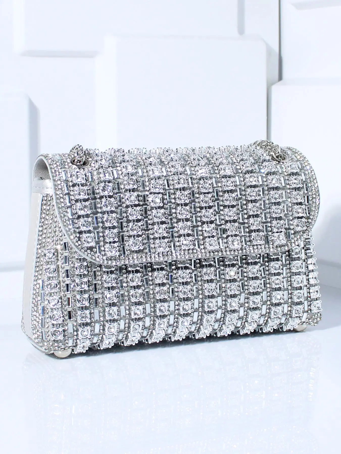 Rhinestone Decorated Bling Evening Bag, Elegant Solid Color Shoulder Bag for Party, Fashion Bag for Party, Daily Clothing Decor, Trendy All-match & Ex