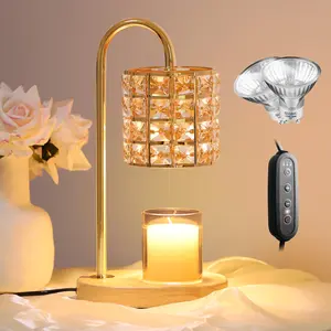 Candle Warmer Lamp, Wax Warmer Lamp with 2 Bulbs, Timer & Dimmer 7-Levels, Candle Top Melting Compatible Jar Candles, Glass Candle Heater Lamp for Scented Wax, Gifts for Mom Home Decor (Amber)