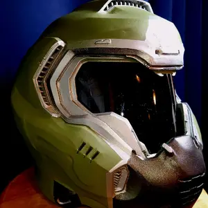 3D Printed Slayer Mask - Green Color, Detailed Design, Suitable for Military Use