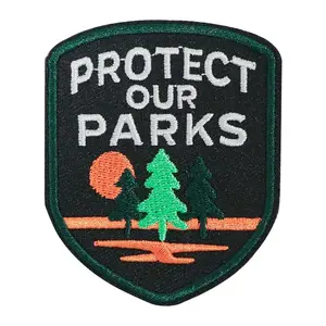 Protect Our Parks Sunrise Embroidery Design Embroidered Patch with Iron-On Backing, Ideal for Jackets Hats and Clothing Accessories