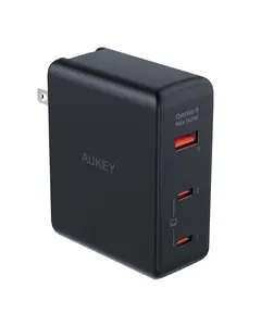 AUKEY Omnia II Mix 140W PD 3.1 3 Port GaN Travel Fast Charger PA-B7O with EU US UK Plugs for Smartphones Laptops Power Adapter