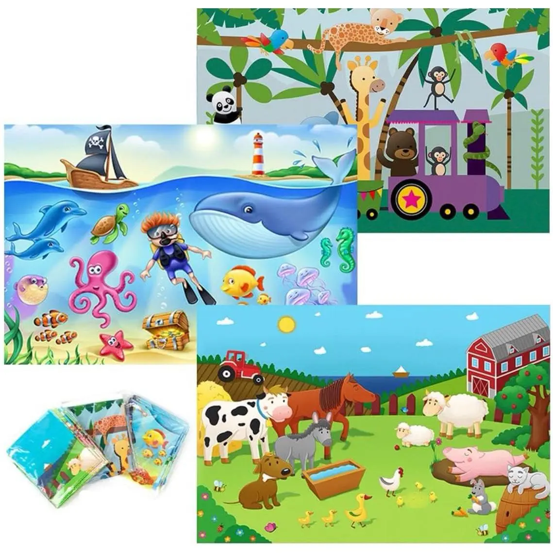 40 Pack Disposable Placemats for , 3 Design Pack  Eating Mat, 12" x 18" Sticky  Placemat,  Place mat for Restaurants, Plastic  Placemats for Dining Table