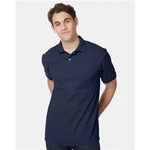Custom Embroidered - Hanes - Men's Ecosmart® Jersey Polo - Navy - 054X
