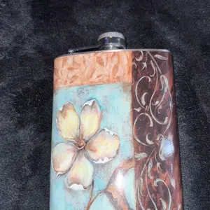 Tuscan Floral Design 8oz Stainless Steel Flask