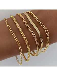 Greenish Spring Bracelets for Women , Jewelry Sets for Women Trendy Thin Dainty Stackable Cuban Link Paperclip Chain Bracelet Pack Stacking Bracelet Fashion Accessories Gifts for Womens maximalist jewelry Metal Bracelet