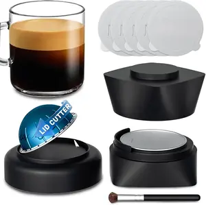 Refill Kit for   Vertuo Pods, Lid Quick Opener for  Seal, 50 count  Foil , Tamp & Press Refillable Vertuo Capsules Holder and Brush