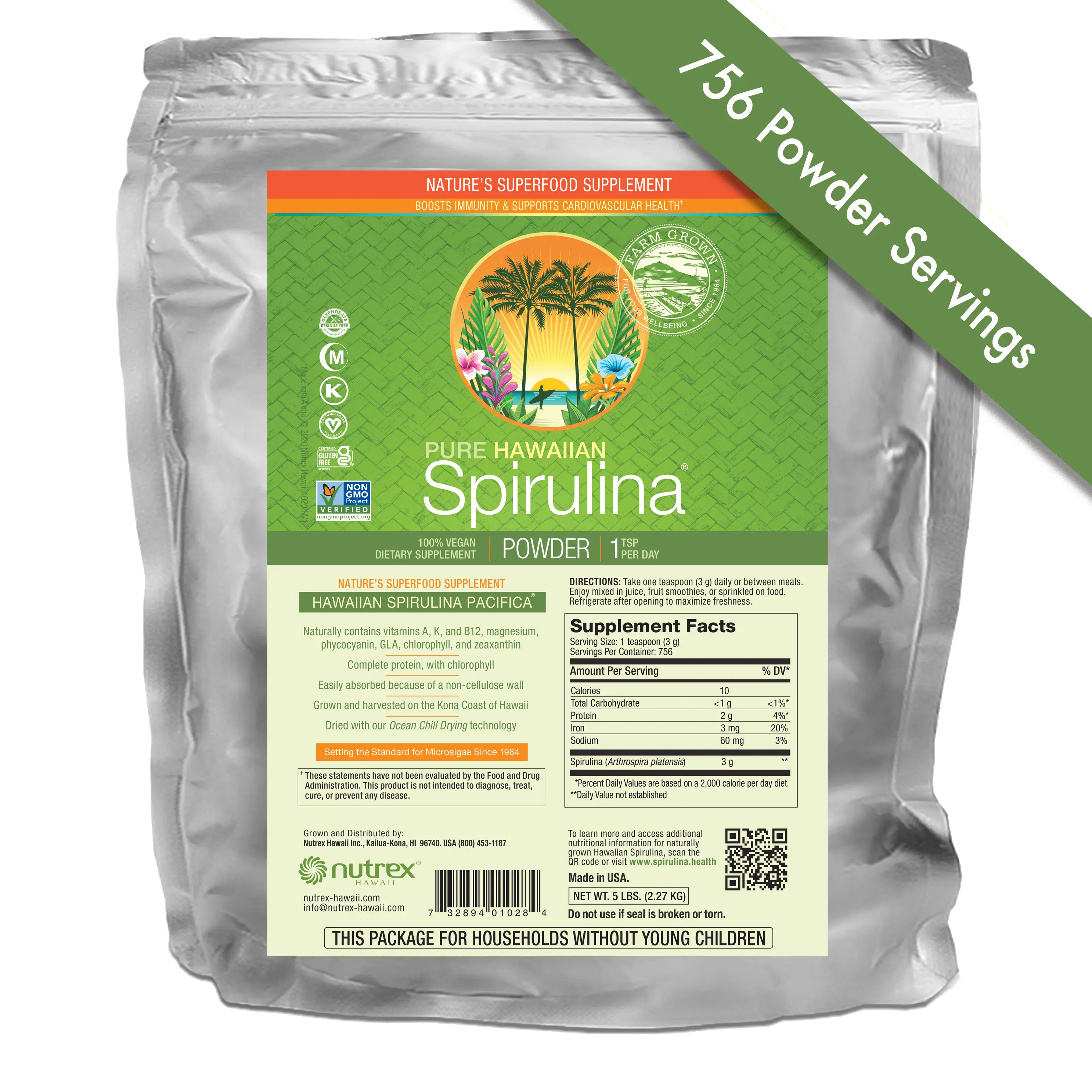 Hawaiian Spirulina Powder - 5lb Bag