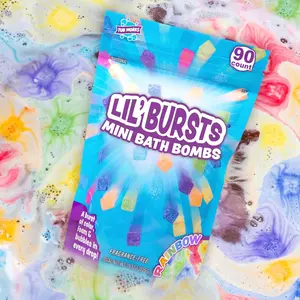 Tub Works Lil' Bursts Mini Bath Bombs for Kids 90 Count Rainbow Fragrance-Free Body Care Foaming Sensitive Skin Repair Cleanser - Cleansing