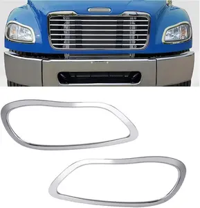 HECASA 2Pcs Headlight Bezel for 2002-2018 Freightliner Business Class M2 100 106 112 Chrome Trim Replacement A1714930-000 A1714930-001 Driver & Passenger Side