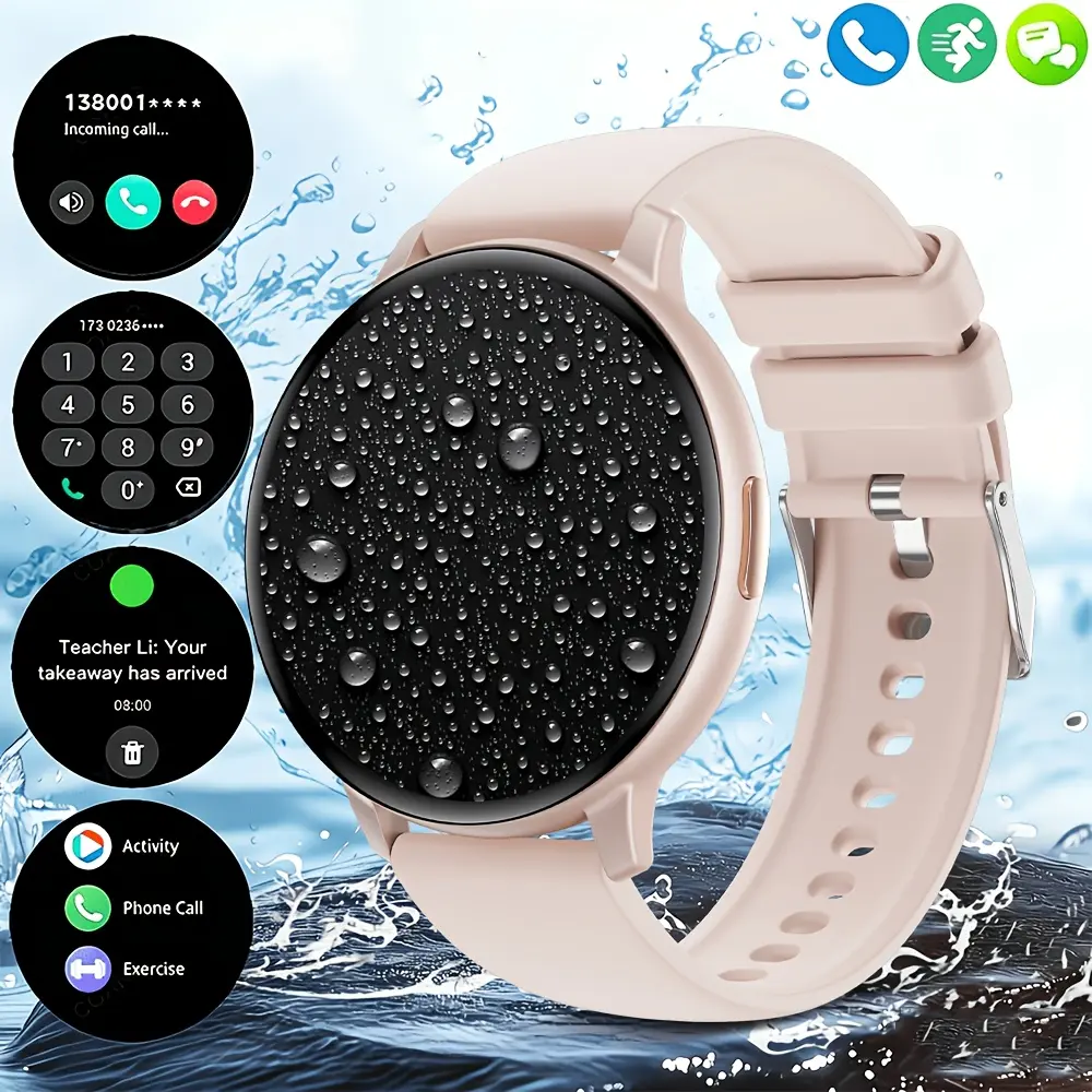 Smartwatch - IP68 Waterproof, Silicone Strap, HD Screen, Wireless Calling/SMS, Multiple Sports Modes, Heart Rate Monitoring, Fitness Tracking, Remote Camera Control, Smart Connectivity, Modern Style, Compatible with iPhone & Android