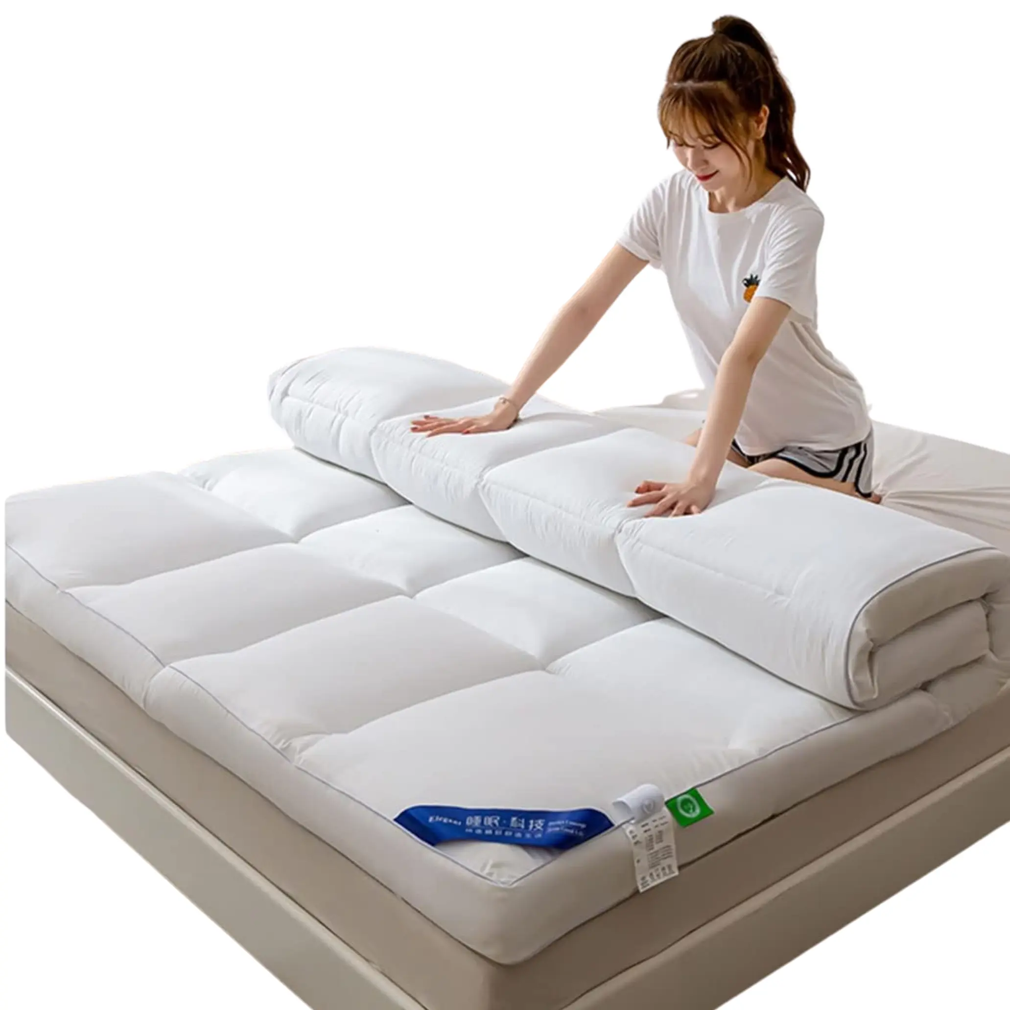4 Inch Ultra-Fluffy Mattress Topper Queen for Back Pain, Extra Soft Pillow Top Queen Mattress Topper with 4X Support, Mattress Pad with Breathable Air Mesh Sides, 6-21'' Deep Pocket