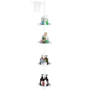 🧴✨ Stop the shower clutter chaos! This 4-tier corner tension caddy gives you instant storage—NO drilling, NO rust, NO mess. Check the link in our bio! 🚿🖤