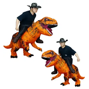 Classic Inflatable Dinosaur Costume for Adults Ride-On Tyrannosaurus Suit Blow Up Dino Halloween Costume for Role Play Parties and Trick or Treating