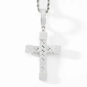 【#P719】Cuban Cross Pendant UCCIYO S925 Sterling Silver Synthetic Moissanite Pendant Necklace for Women Men Hip Hop Jewelry Gift