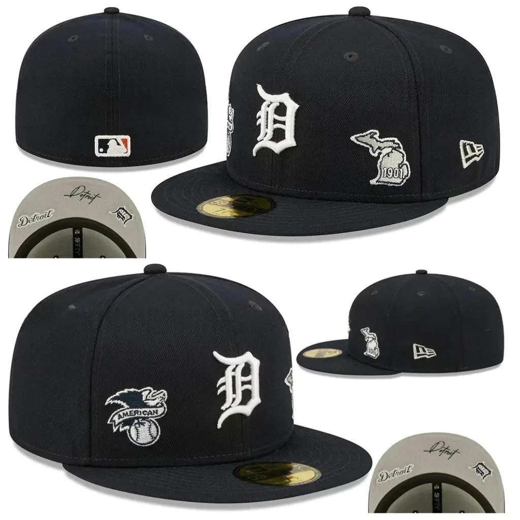 Detroit Tigers Baseball Cap New Era 59FIFTY Fitted Hat MLB Flat Brim Cap American League 1901 Michigan Side Patch Embroidered Tigers Logo Black Collection Heritage Edition Sports Headwear Unisex Premium Quality Streetwear Limited Edition Baseball Hat