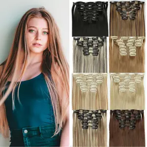 Enchanted Hair 24 Inch 6 Pcs Clip-in Hair Extensions, Long Straight Synthetic Hair, 145g, Full Shine & Seamless Blend, Easy to Apply, Natural Look, Comfortable Wear, Perfect for Summer Vibes, Club Nights, Graduation, Daily Glam & Party Styles
