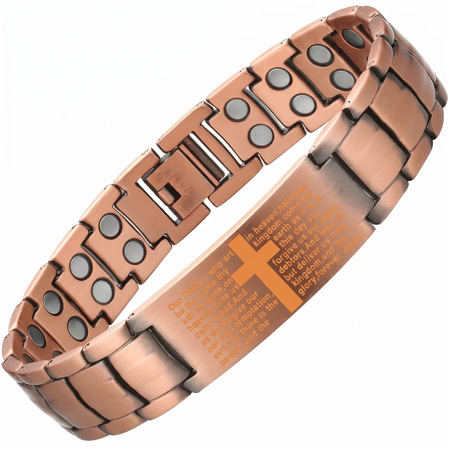 Father's Day Gift,Copper Magnetic Bracelet for Men & Women, 3X Strong Neodymium Magnets 3500 Gauss, Adjustable Copper Wellness Bracelet Jewelry
