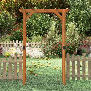 COSTWAY - 7/7.5 Feet Garden Arch Wooden Arbor Outdoor Wood Trellis for Climbing Plants-7 FT