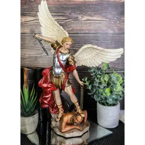 Ebros Large Guido Reni Baroque Art Saint Michael The Archangel Trampling On The Devil Statue Guardian Protector Decor Figurine Patron of Police Soldiers Doctors