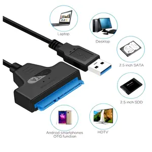 USB 3.0 To SATA Flash Drive Cable SATA 22 Pin 2.5-inch Portable Hard Drive Adapter Cable,For External Mobile Floppy Drives, Laptops, Desktops, Computers And Gaming Accessories