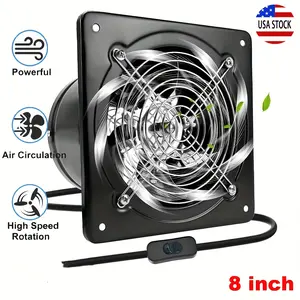 40W Exhaust Fan with Switch Through-wall Installation Ventilation Fans, 8 Inch Exhaust Smoke Fan with Pure Copper Motor, Potable Metal Attic Exhaust Fan, Small Fume Extractor Ventilation Fan for Kitchen Bathroom Shop Smoking Room Garage
