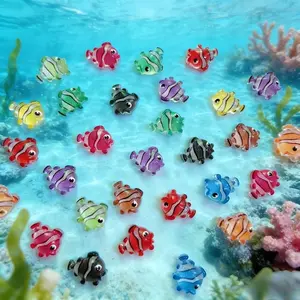 50 mixed-color mini resin flat-bottom fish-shaped ornaments| Very suitable for nail art, hair accessories, earrings, clothing, shoes, phone cases, and other jewelry crafts, making it a perfect choice for New Year, Easter, and school-themed events