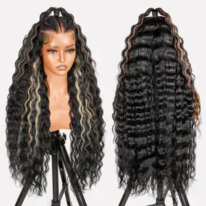 [West Kiss] Glueless Highlight Stylist Wig Ready to Go Pre-Max Crimped Wavy 13x6 Lace Front Wig Human Hair Pre Cut Lace Pre Braided Pre Plucked Hairline Pre Everything Glueless Human Hair Wig Beginner Friendly