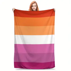 Expanded Flannel Blanket with A New Lesbian Flag Design, Versatile and Warm
