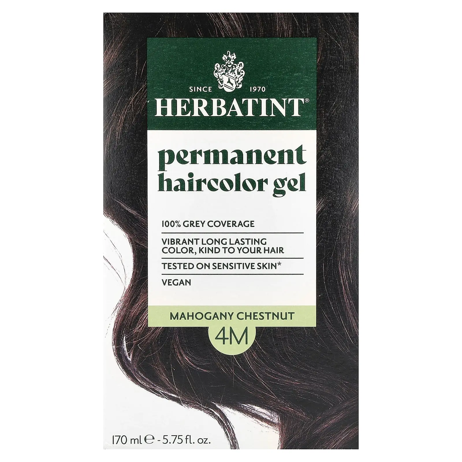 Herbatint Permanent Haircolor Gel, 4M Mahogany Chestnut, 5.75 fl oz (170 ml)