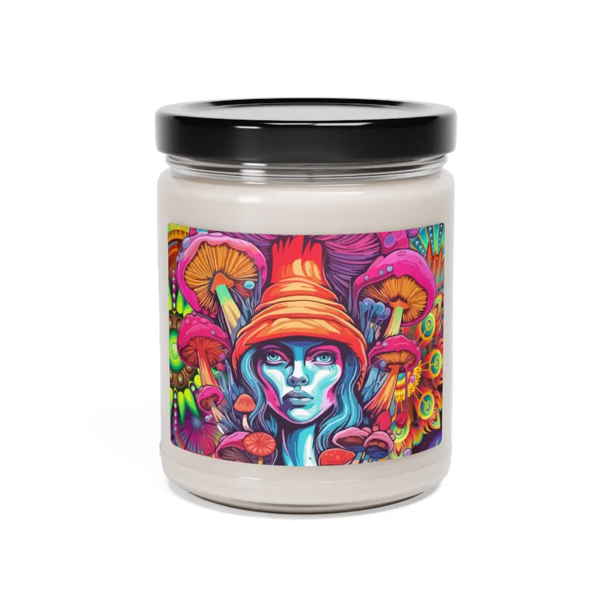 Girl Pink Mushroom Candle, Trippy Psychedelic Candle, Healing Candle, Spiritual Gift, Meditation Candle, Scented Soy Candle, 9oz