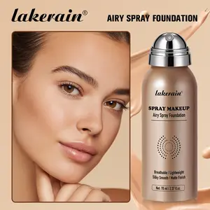 Lakerain Matte Airy Lightweight Spray Foundation, Sweatproof & Waterproof, Water-Light Airy Texture, Light Coverage, Hydrating, Infused with Hyaluronic Acid & Niacinamide, Buildable for Natural Nude Look or Body Glow, 4 Shades for All Skin Tone