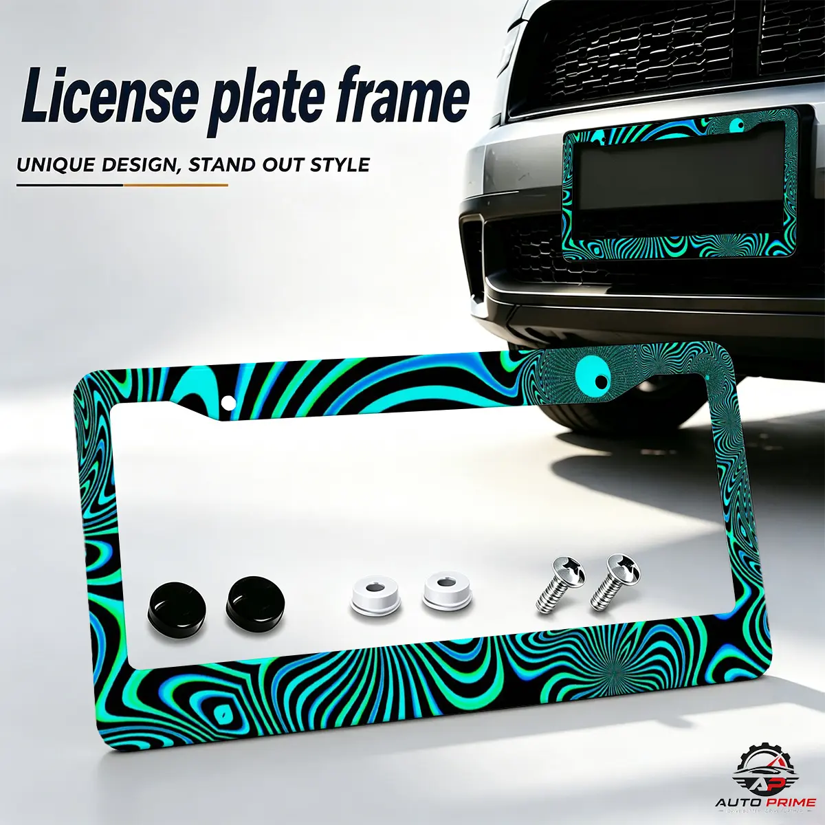 2-PCS Colorful Pattern License Plate Frame Aluminum Car Tag Holder Universal Car Accessories for SUV Truck Auto Accessories