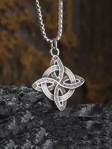 Vintage Stainless Steel Witch Knot Pendant Necklace, Unisex Celtic Design, Punk Style Party Jewelry Gift, Exquisite Jewelry Gift, Fashion Accessories