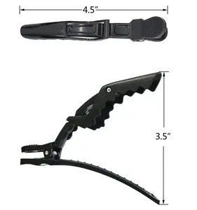 Hair Clips for Styling Sectioning - Wide Teeth Double Hinged Design Professional Salon Quality Alligator Hair Clips (black)