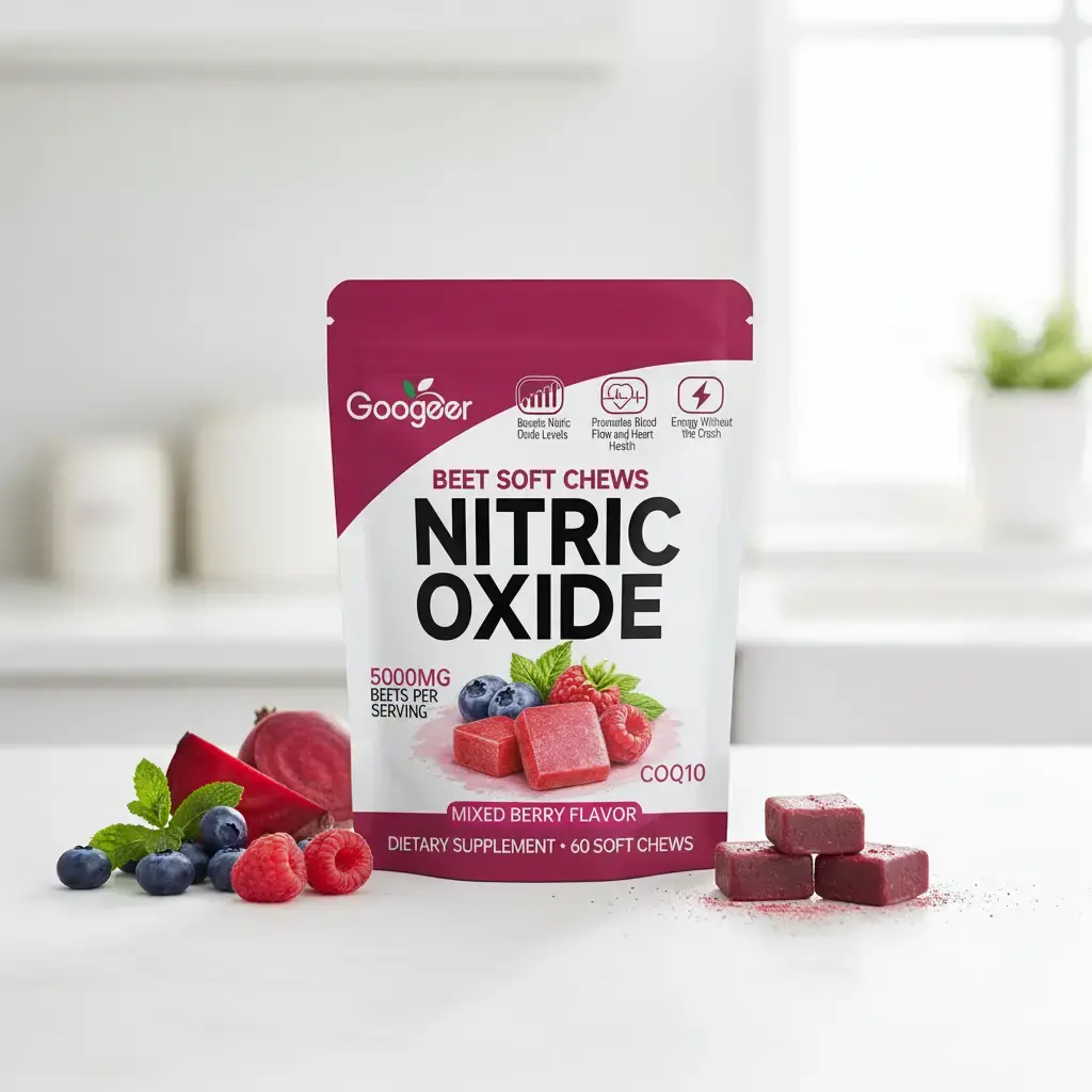 Beet Heart Chews, Nitric Oxide Support Soft Heart Chews, Energy Supplement with Grape Seed Extract & Beet Root Powder, 60 Count (Mixed Berry Flavor)