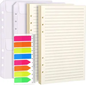 A5 Refill Paper, 5.5 x 8.5 Paper for A5 Binder, A5 Planner Inserts, 6 Ring A5 Lined Paper with A5 Binder Pockets, A5 Binder Inserts Paper