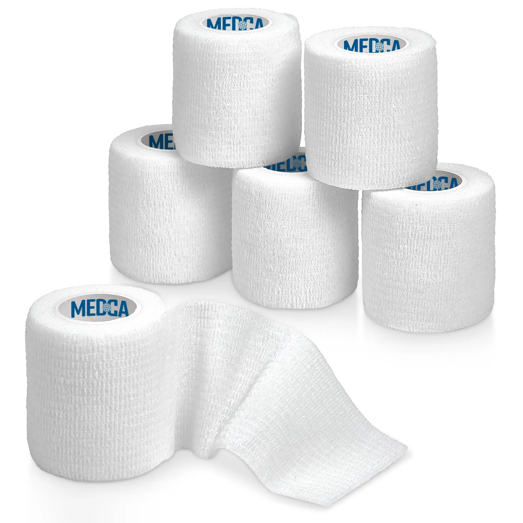 MEDca Self-Adherent Cohesive Wrap Bandages (2 in x 5 yds, 12 Count) - Strong Elastic, Colorful First Aid Tape for Sprain, Swelling, Sports & Outdoor Healthcare Needs