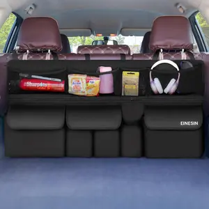 Car Trunk Organizer, Multi-Pocket Car Storage Bag with Mesh Pockets, 9 Compartments, Car Interior Accessory, Automotive Interior Accessories, Universal Car Accessories