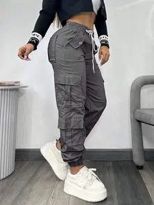 Women's Casual Cargo Pants, Loose Fit Joggers, Y2K Style, Versatile For Spring/Summer Outdoor, Work, Streetwear, Multiple Pockets, Elastic Waist, Airport, Back To School, Hot Selling