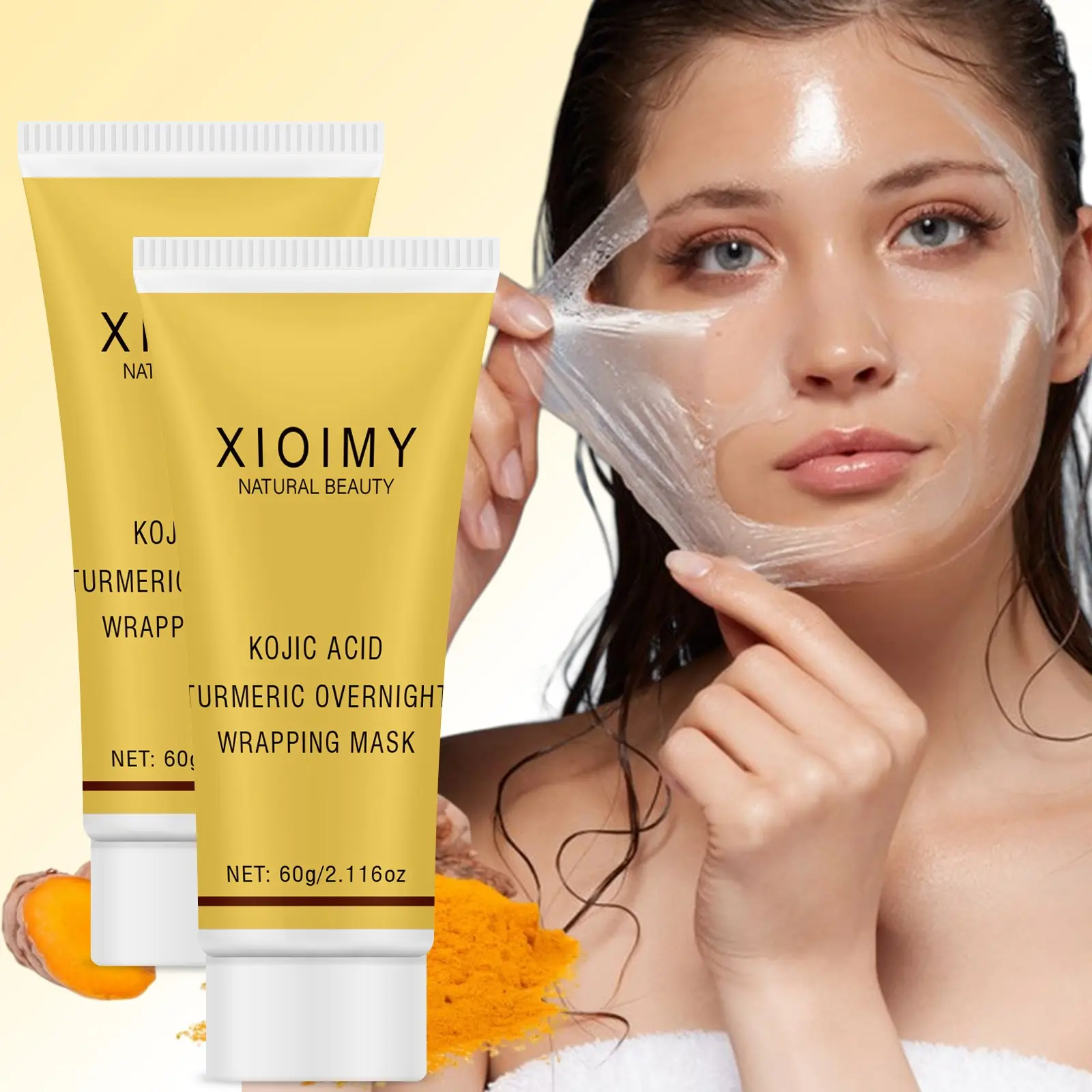 2pcs Turmeric, Kojic & Arbutin Night Mask, Deep Moisturizing Cleansing Facial Skin Care, Smooth Soft Hydrated Skin, Suitable for All Skin Types