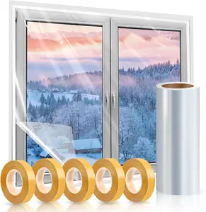 Window Insulation Kit 63 × 394 Inch Plastic Window Covering Winter Insulation Film Window Wrap