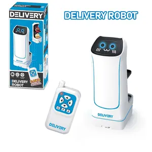 Remote Control Food Delivery Robot with Music and Lights, Multi-Directional Movement, 2.4GHz Remote Control Toy, Unisex, No Battery Included