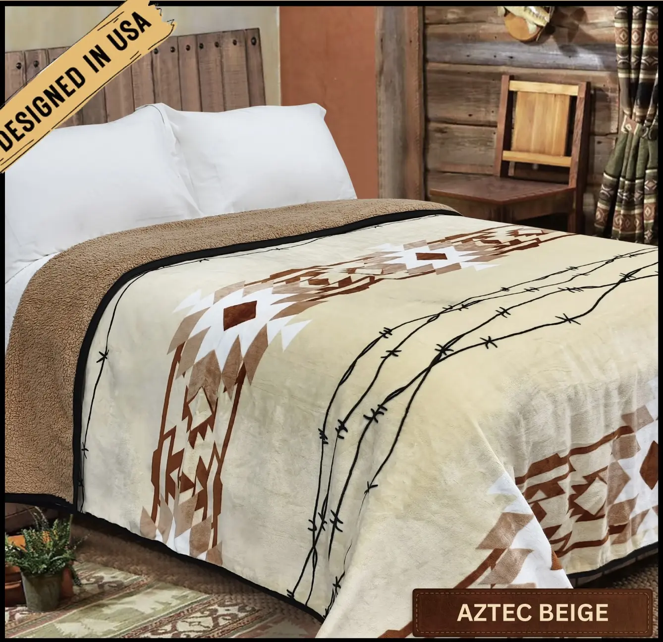 Rodeo Sherpa Oversized Throw Blanket 220cmx240cm warm cozy feel