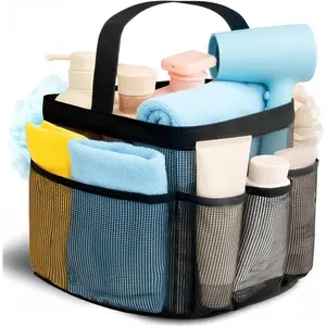 Mesh Shower Caddy Portable for College Dorm Room Essentials for Girls with 9 Pockets,Large-Capacity Shower Basket,Quick Dry Toiletry Tote Bag for Women,Outdoor Gym,Travel,Swim,Beach Camping Essentials