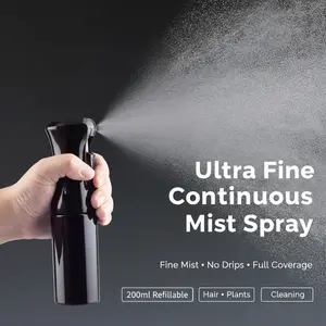 2-Pack Continuous Ultra-Fine Mist Spray Bottle – Handheld Refillable Pump Mister for Hair Styling, Plant Watering, Cleaning & Pet Grooming (6.8oz/200ml Each) – Leakproof Durable Portable Plastic Sprayer, Salon & Home Essential, Beauty LifeHack #Hydrate