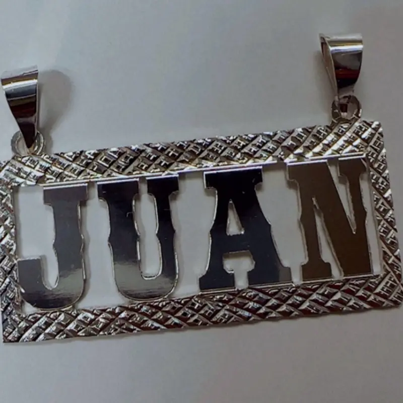 Custom silver box name pendant