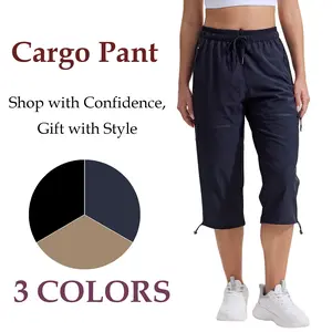 Womens Capris with Pockets Loose Fit Casual Capri Sports Pants Dressy Lightweight Ladies Baggy Cargo Pants for Hiking